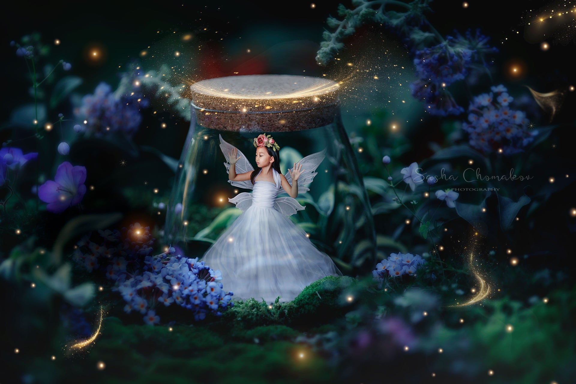 Fairy lights and trails and a few wings Ai generated bokeh