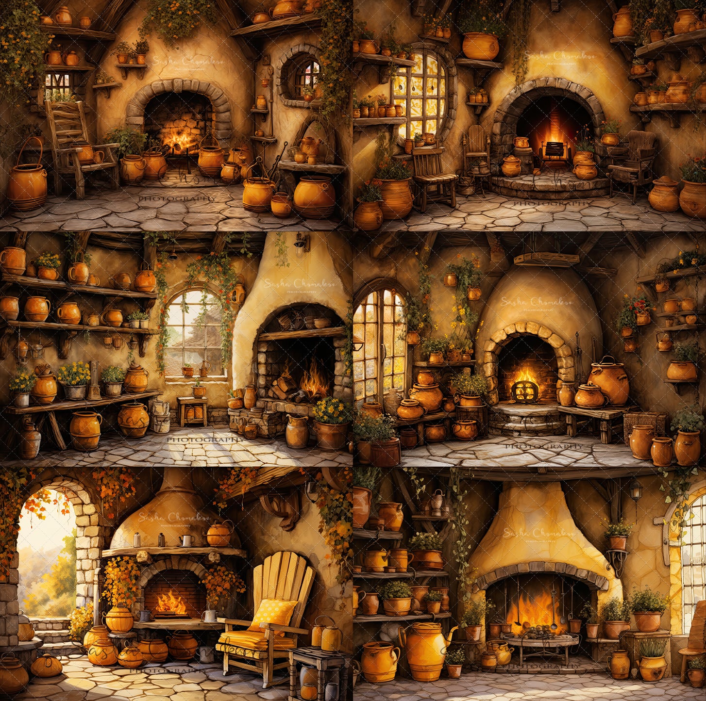 Digital backgrounds Ai generated painted Fall 23 Bear inside house