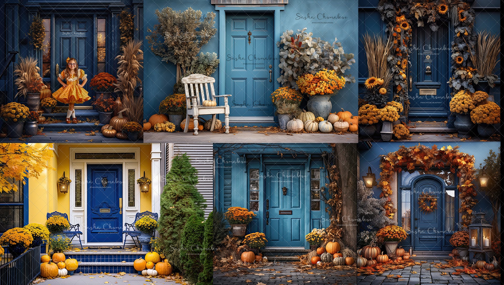 Digital backgrounds Ai generated front doors Fall 23
