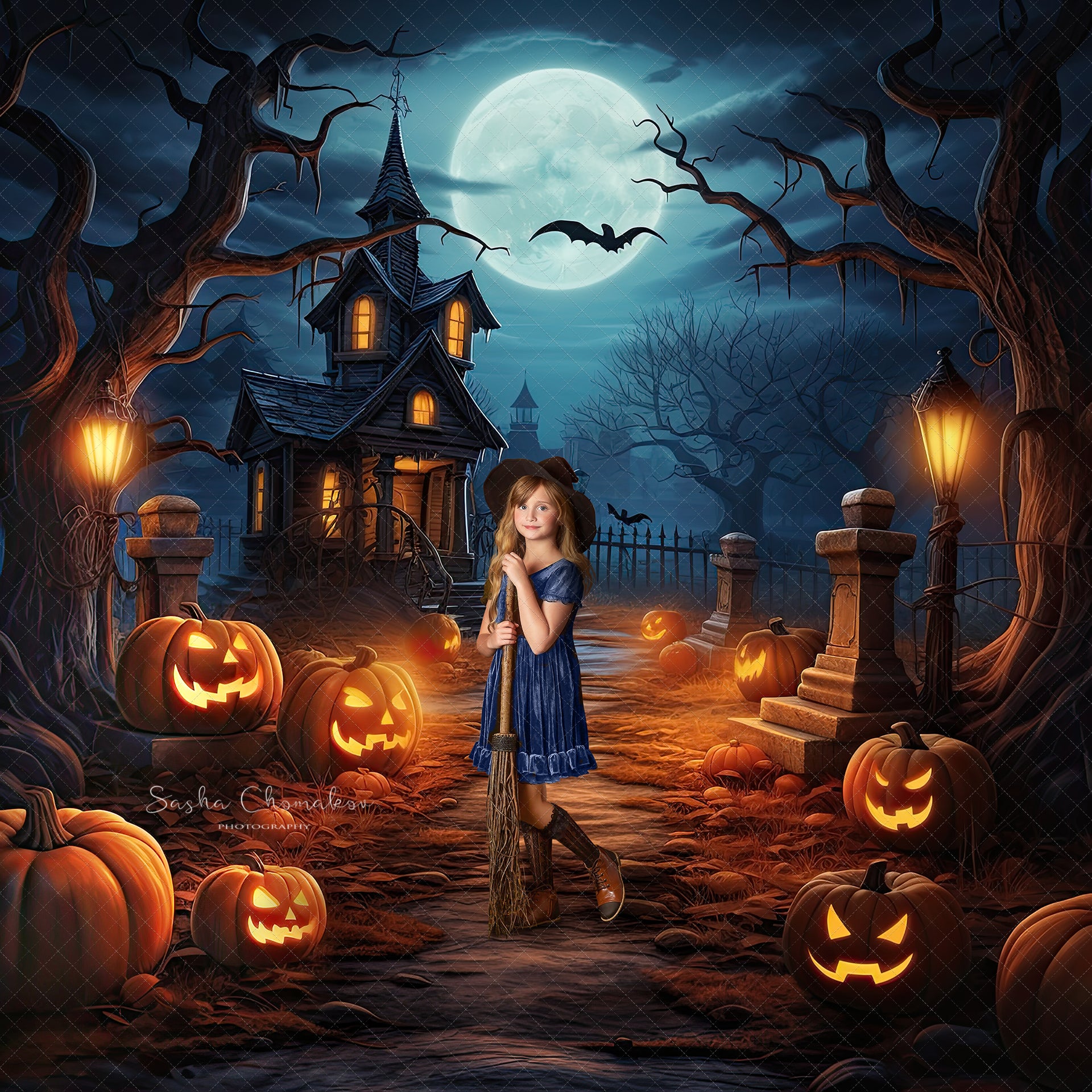 Digital backgrounds Ai generated painted , illustration Fall 23 dark witch