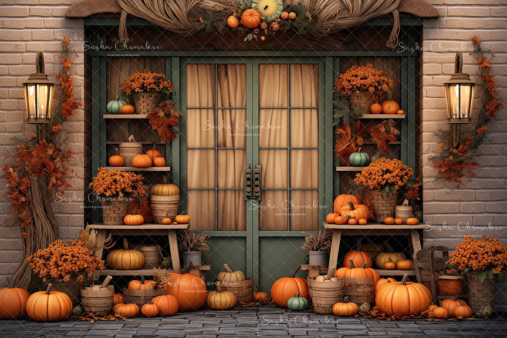 Digital backgrounds Ai generated pastel General store and truck Fall 23