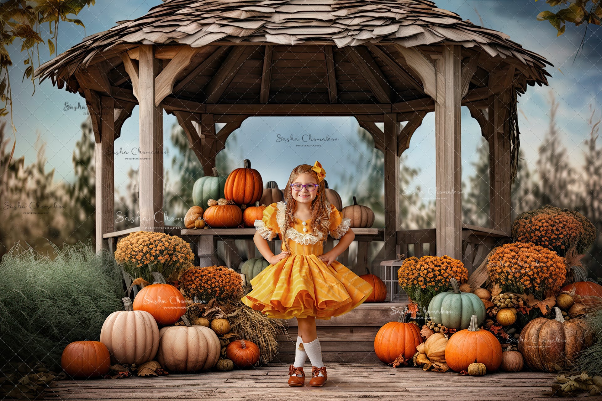 Digital backgrounds Ai generated pumpkins at night with bokeh Fall 23