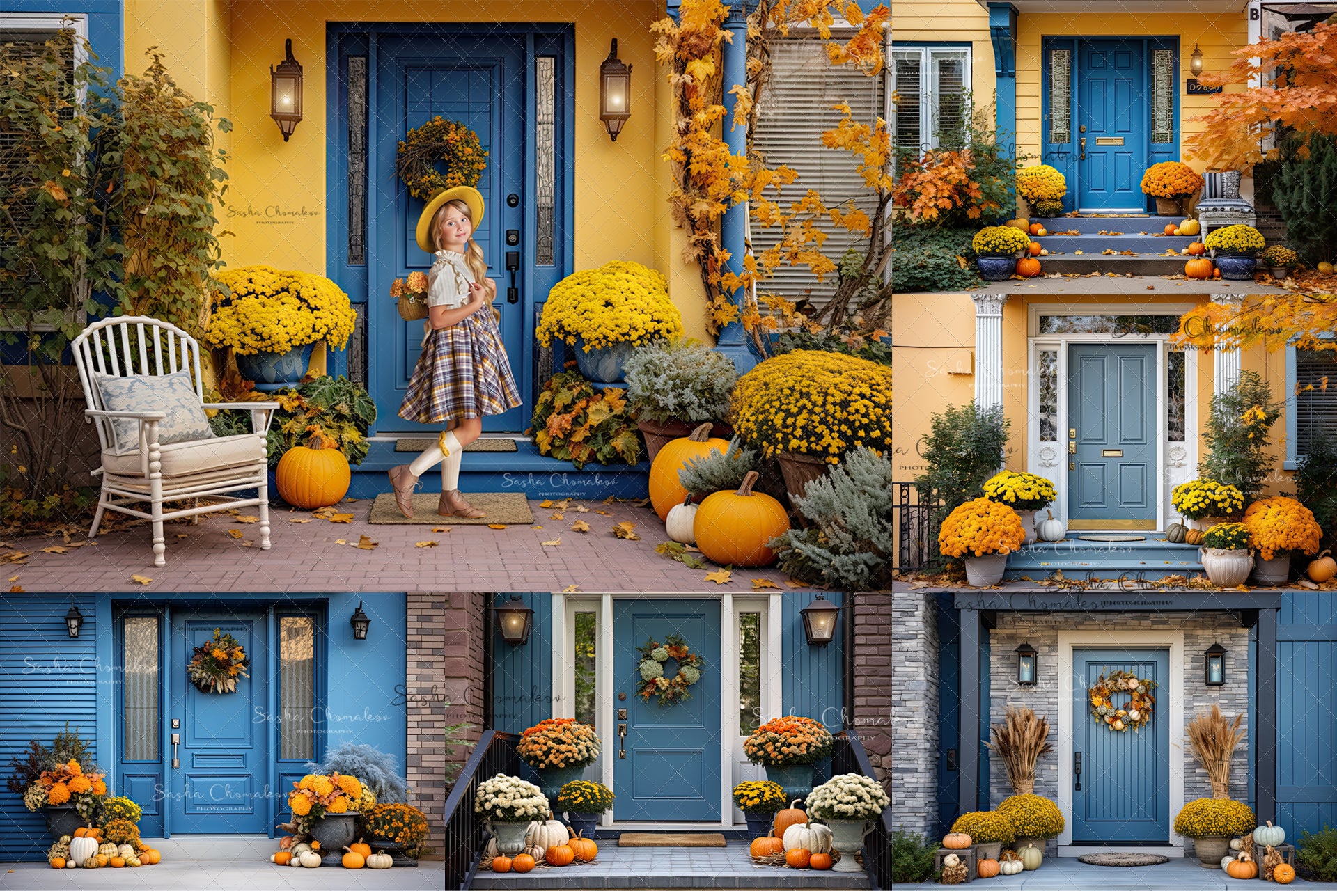 Digital backgrounds Ai generated front doors set 2 Fall 23