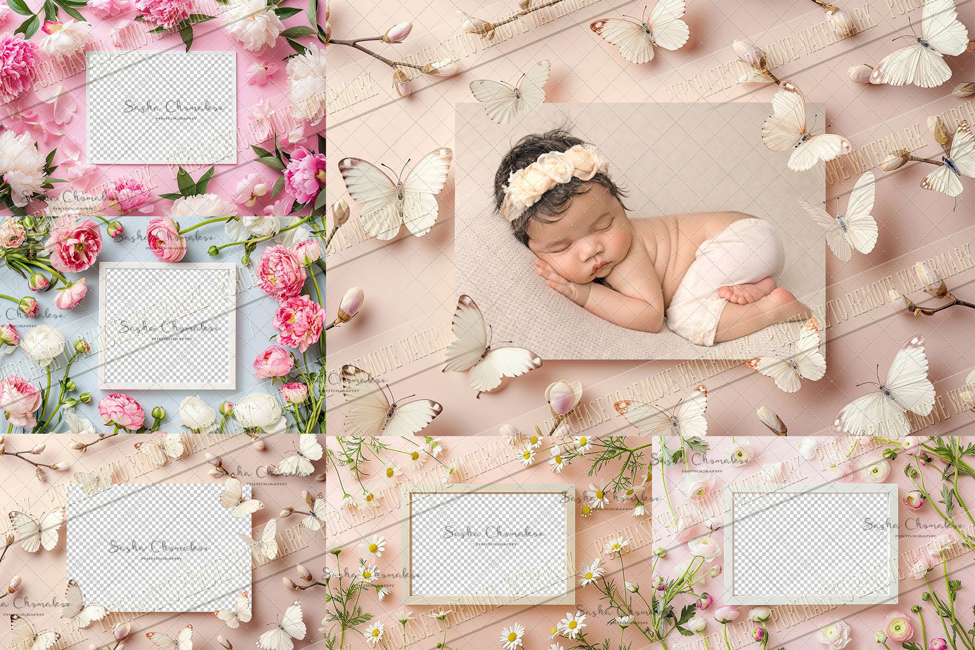 Digital background Spring Easter frames 4 Ai generated