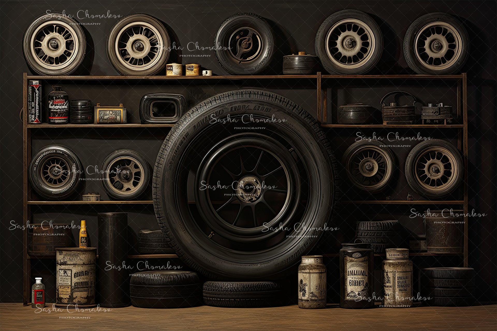 Digital background garage , auto mechanic Ai generated