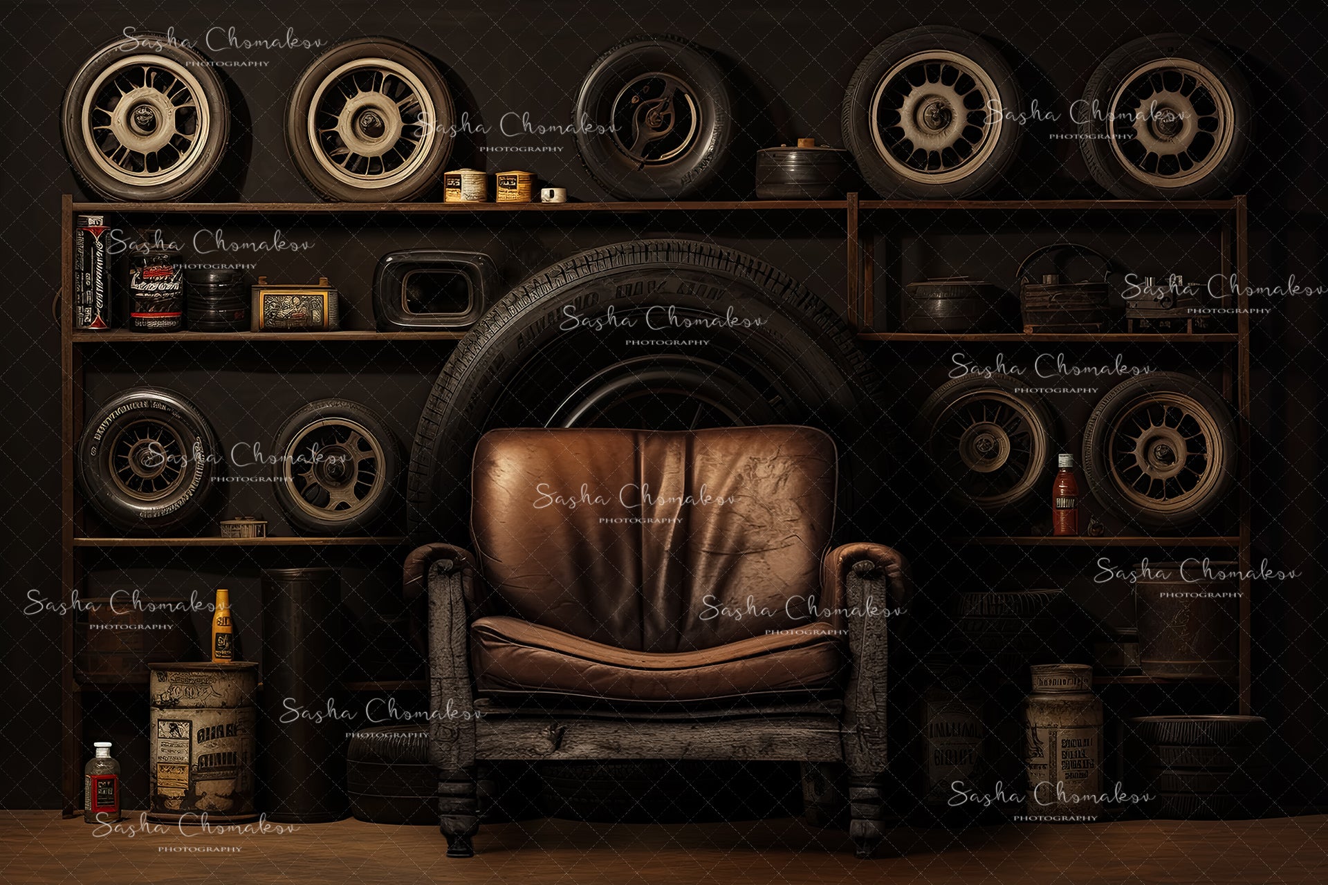 Digital background garage , auto mechanic Ai generated