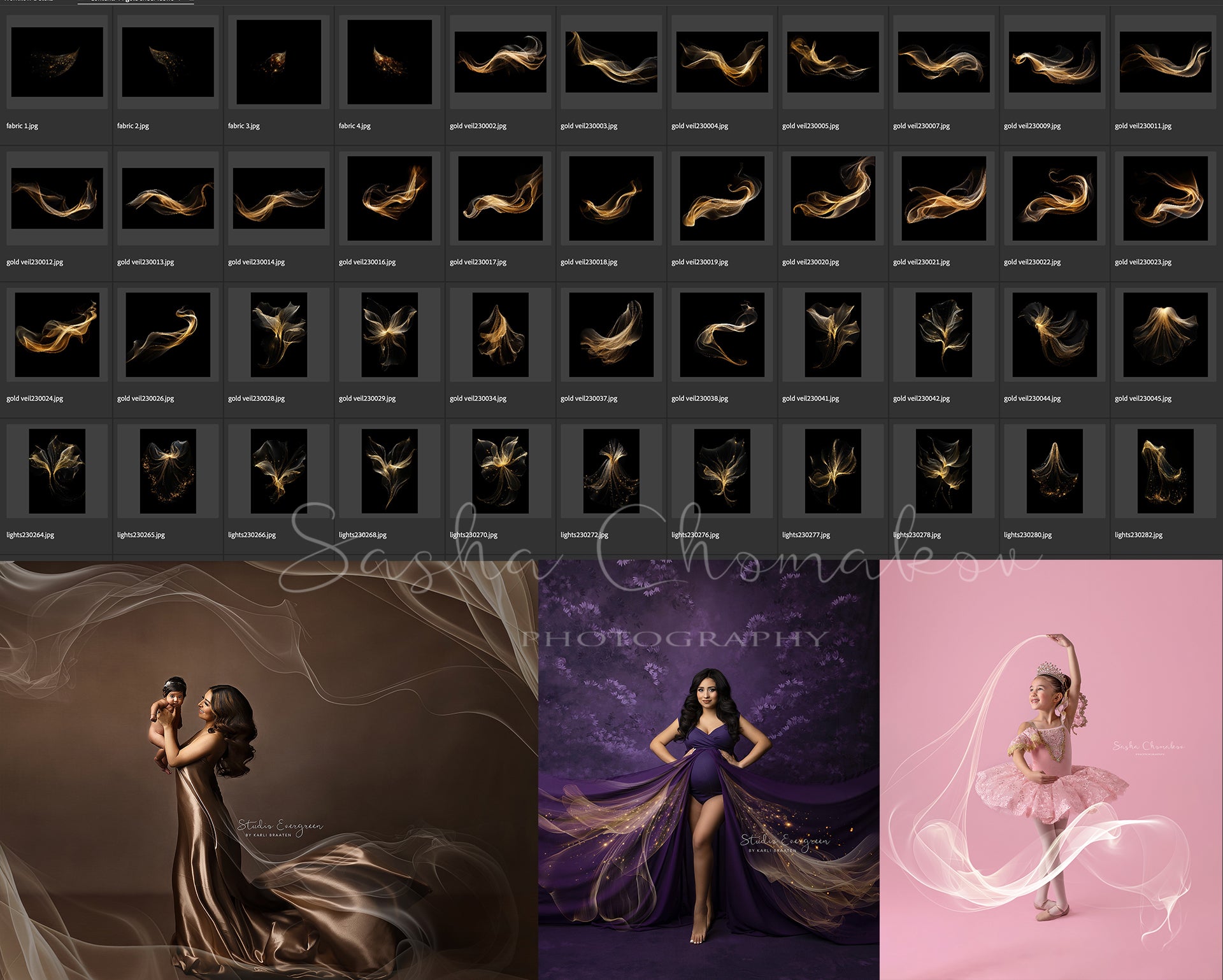 Sheer gold fabric overlays Ai generated