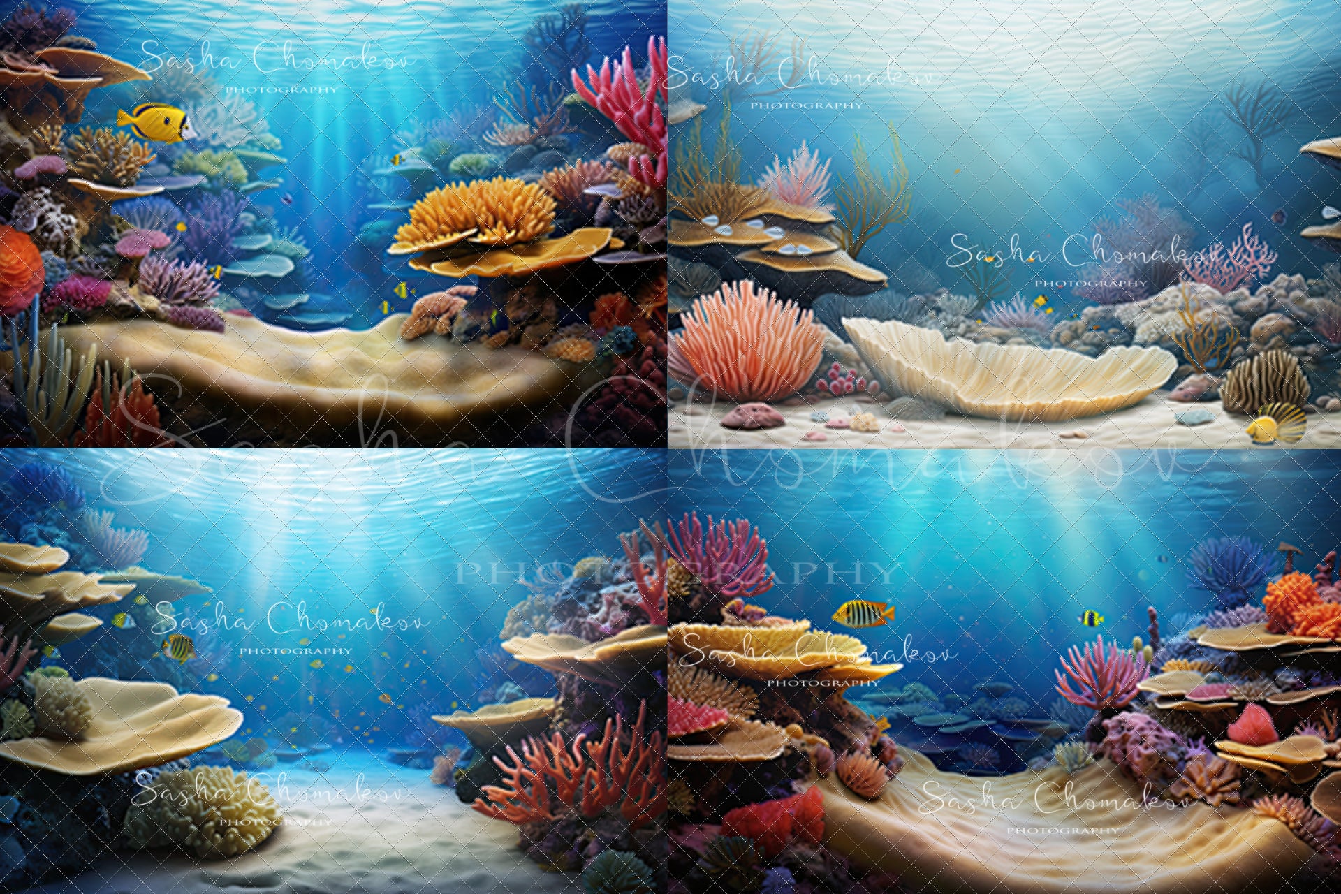 Digital backgrounds Mermaid seafloor illustration Ai generated