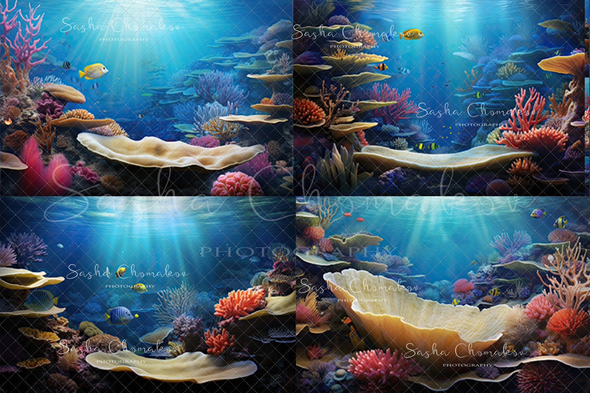 Digital backgrounds Mermaid seafloor illustration Ai generated