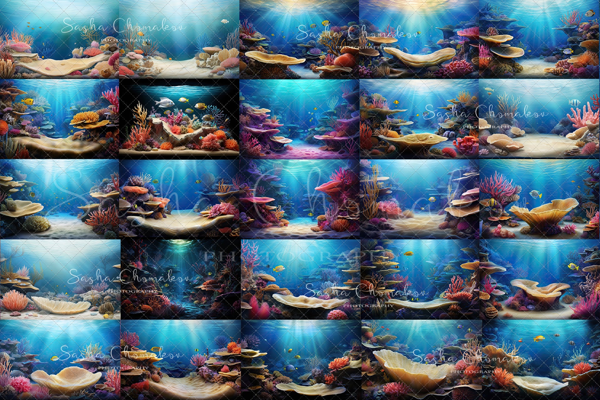 Digital backgrounds Mermaid seafloor illustration Ai generated