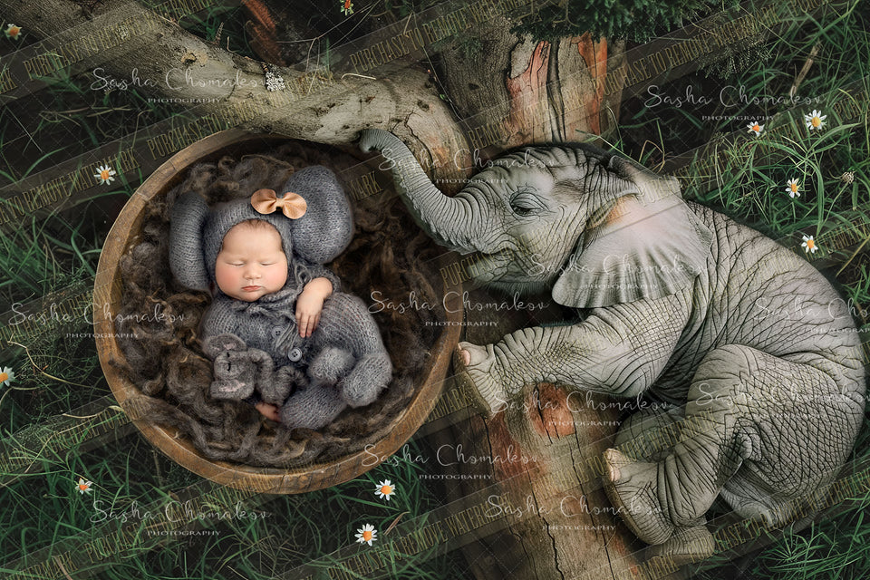 Digital  background overhead zoo wild animals Ai generated elephants