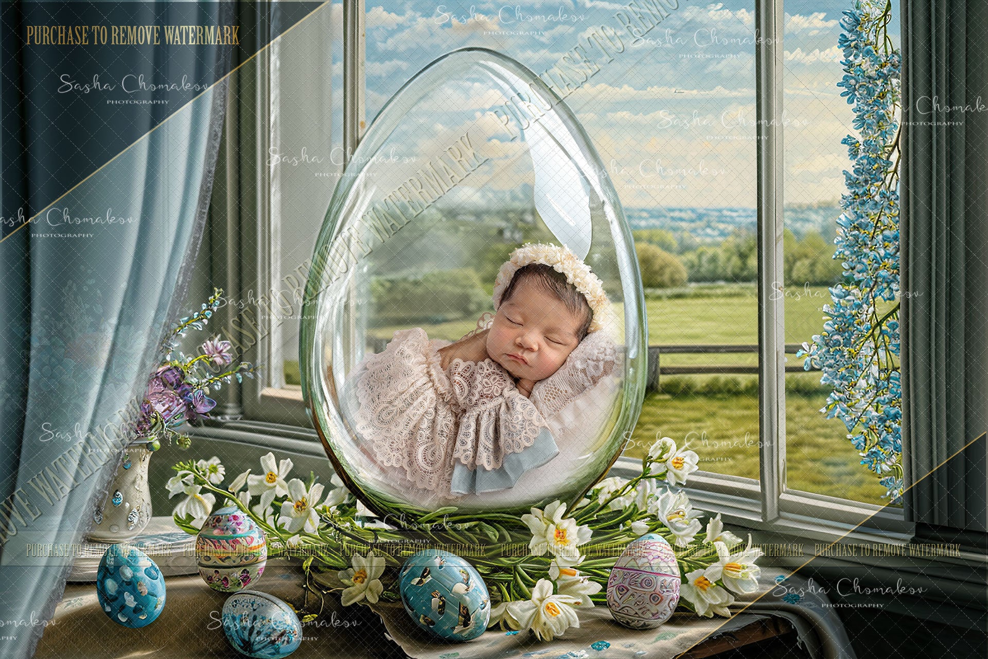 Digital backgrounds Easter egg globe Ai generated
