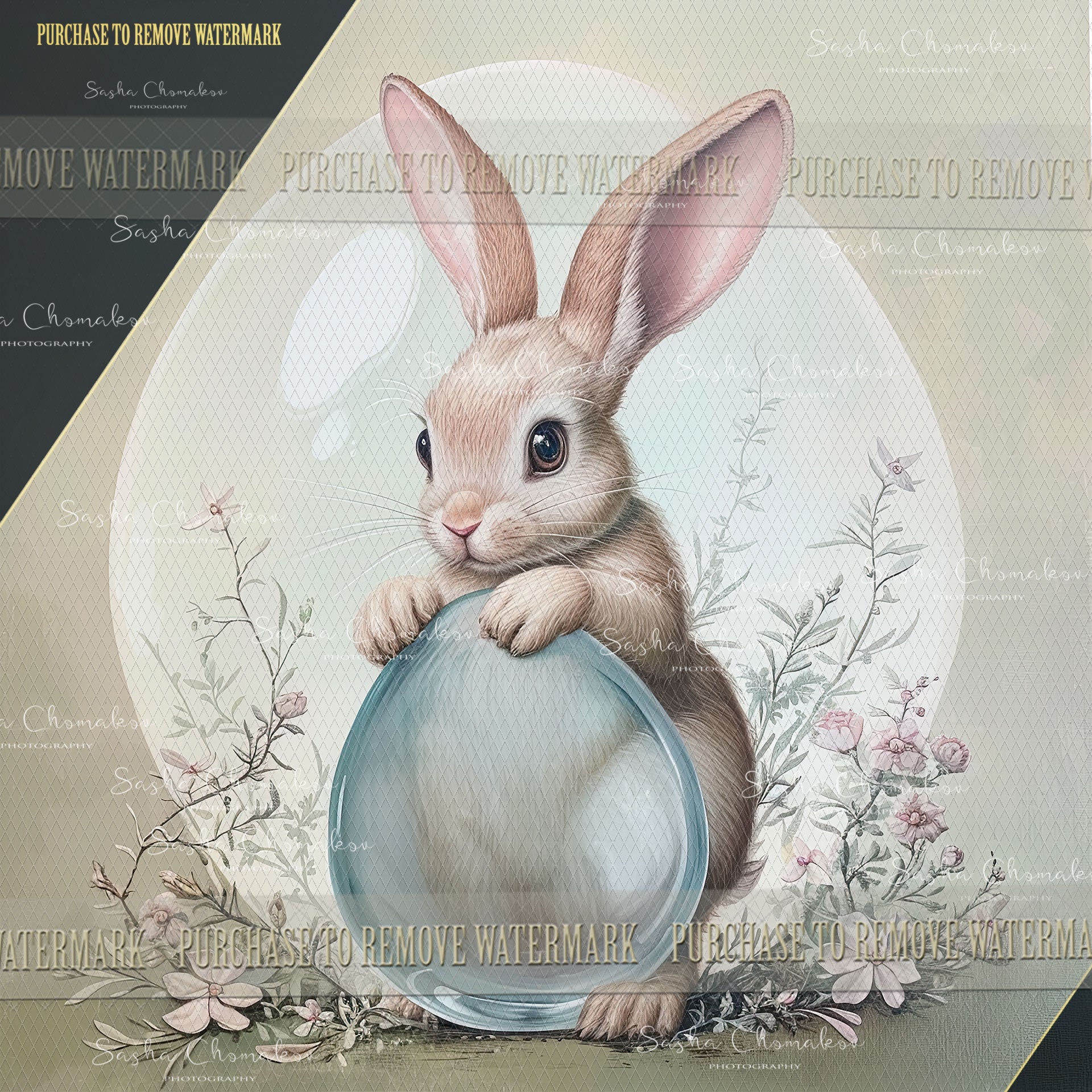 Digital backgrounds bunny globe Ai generated