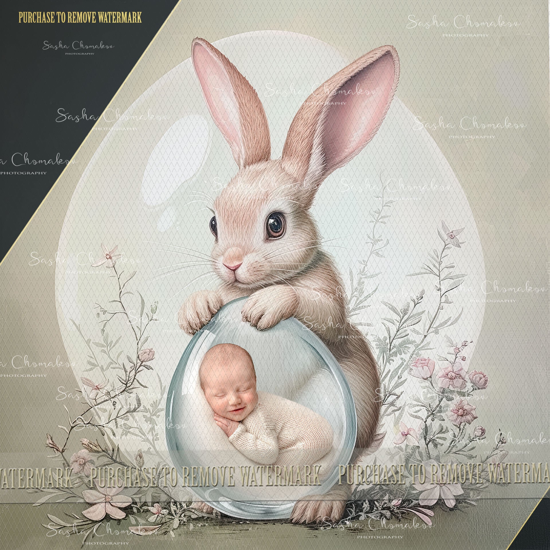 Digital backgrounds bunny globe Ai generated