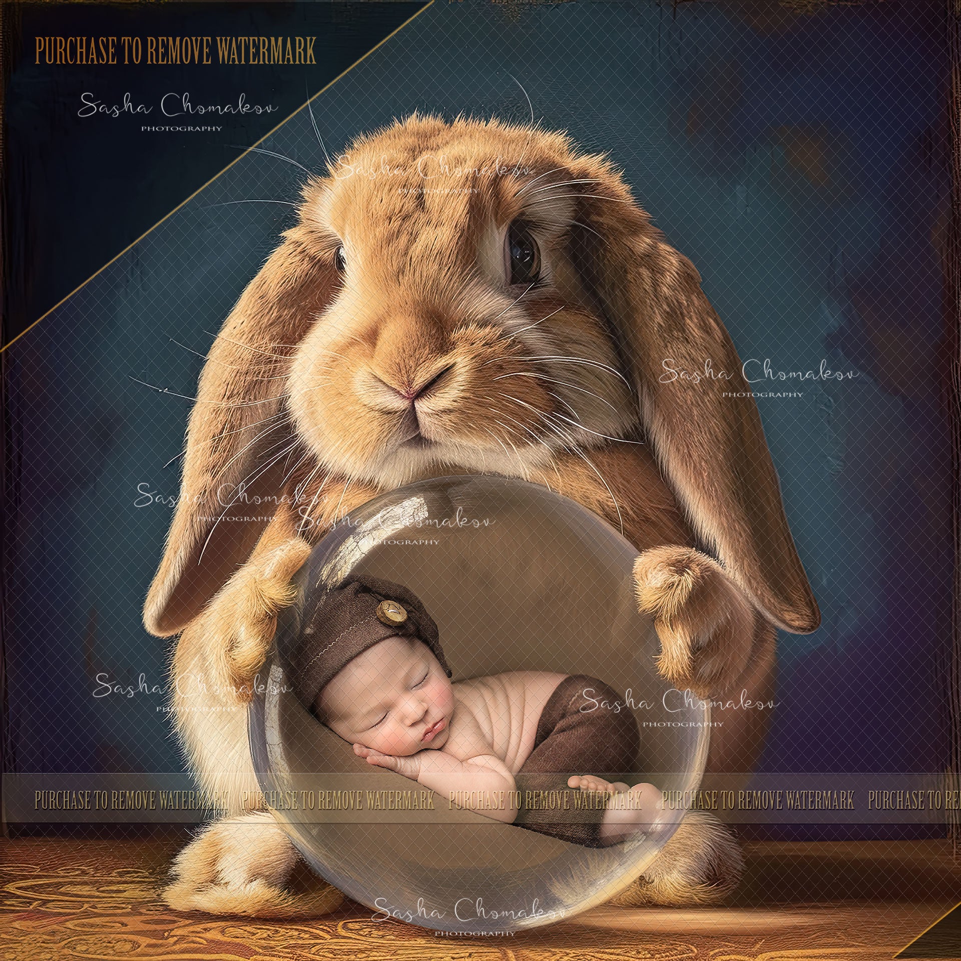 Digital backgrounds bunny globe Ai generated