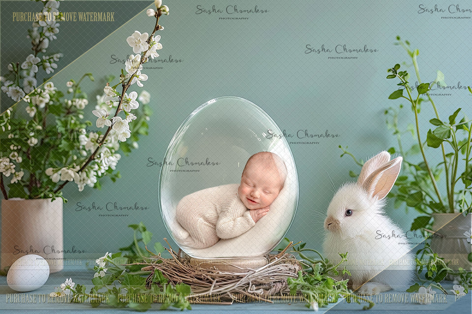 Digital backgrounds Easter egg globe bunny Ai generated