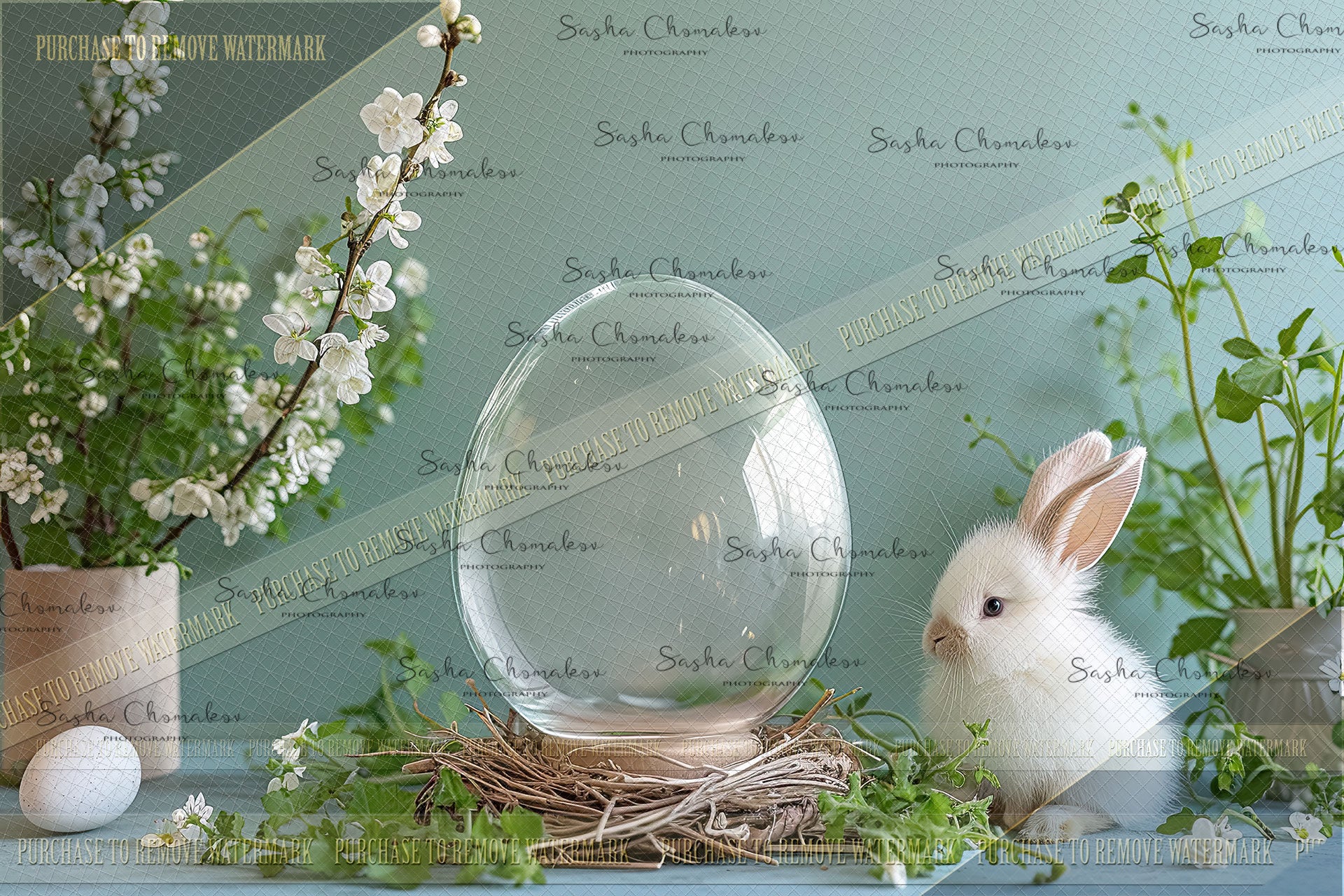Digital backgrounds Easter egg globe bunny Ai generated