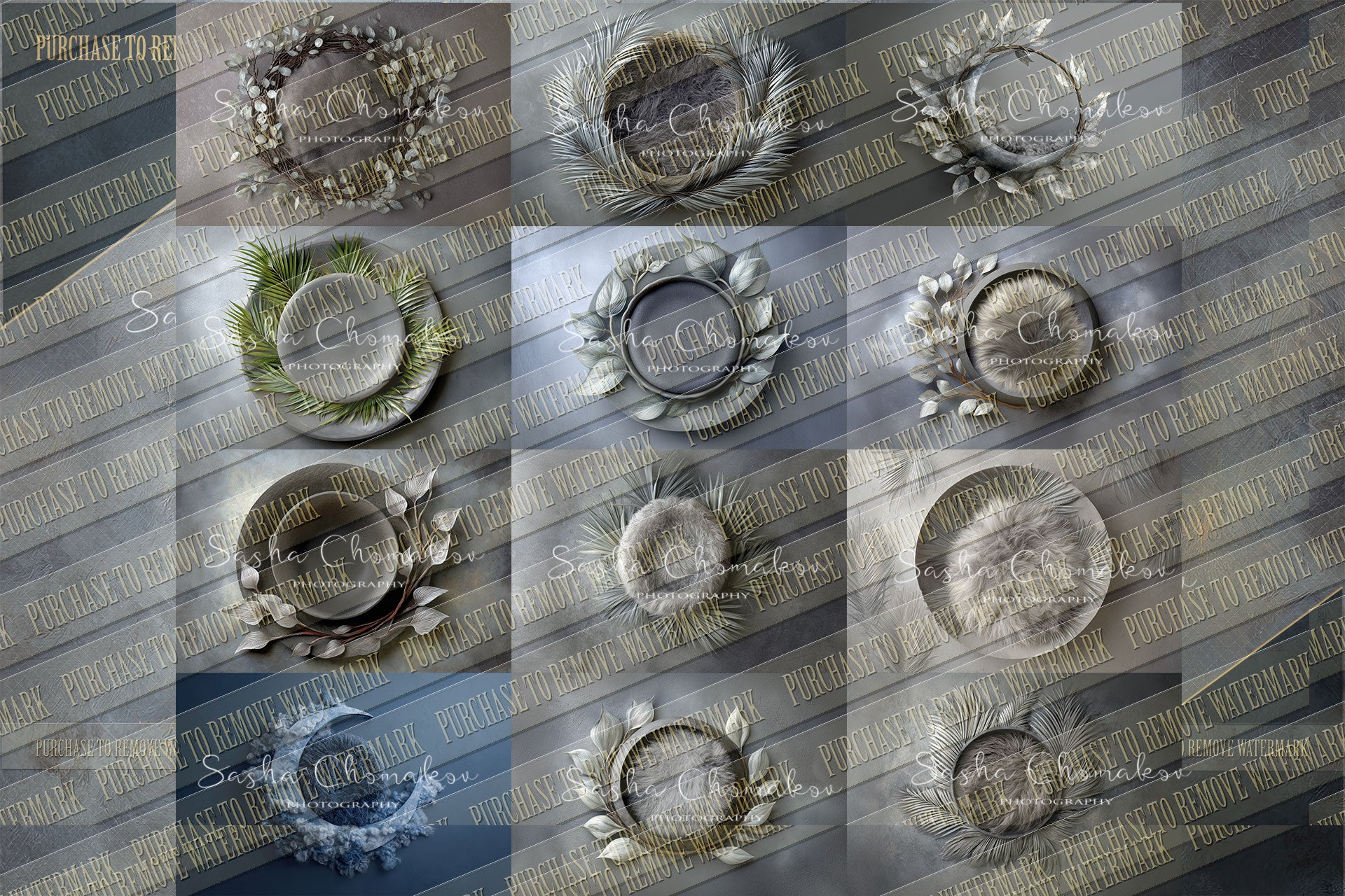 12 Digital backgrounds Ai generated gray bowls