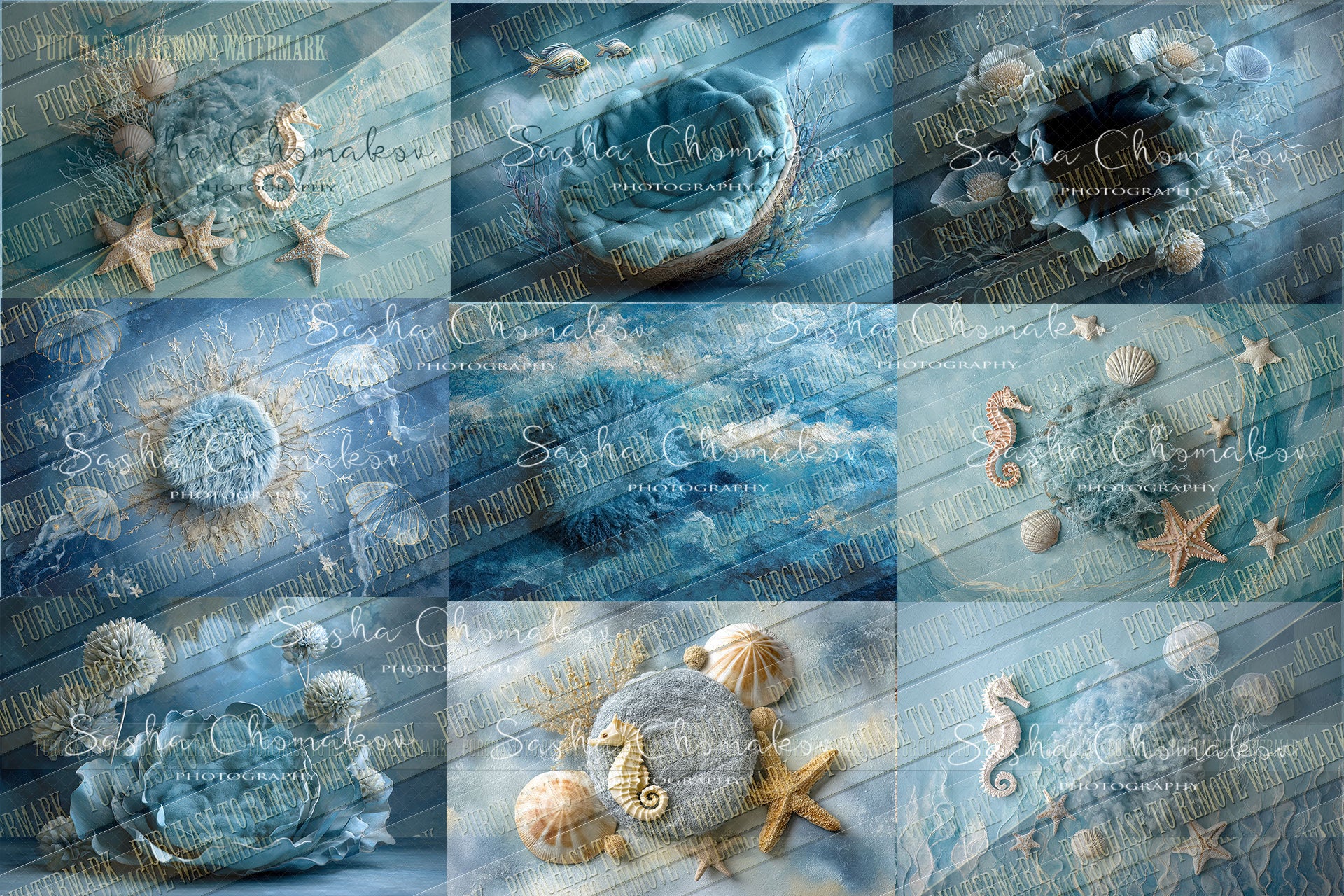 10 Digital backgrounds Ai generated under the sea mermaid