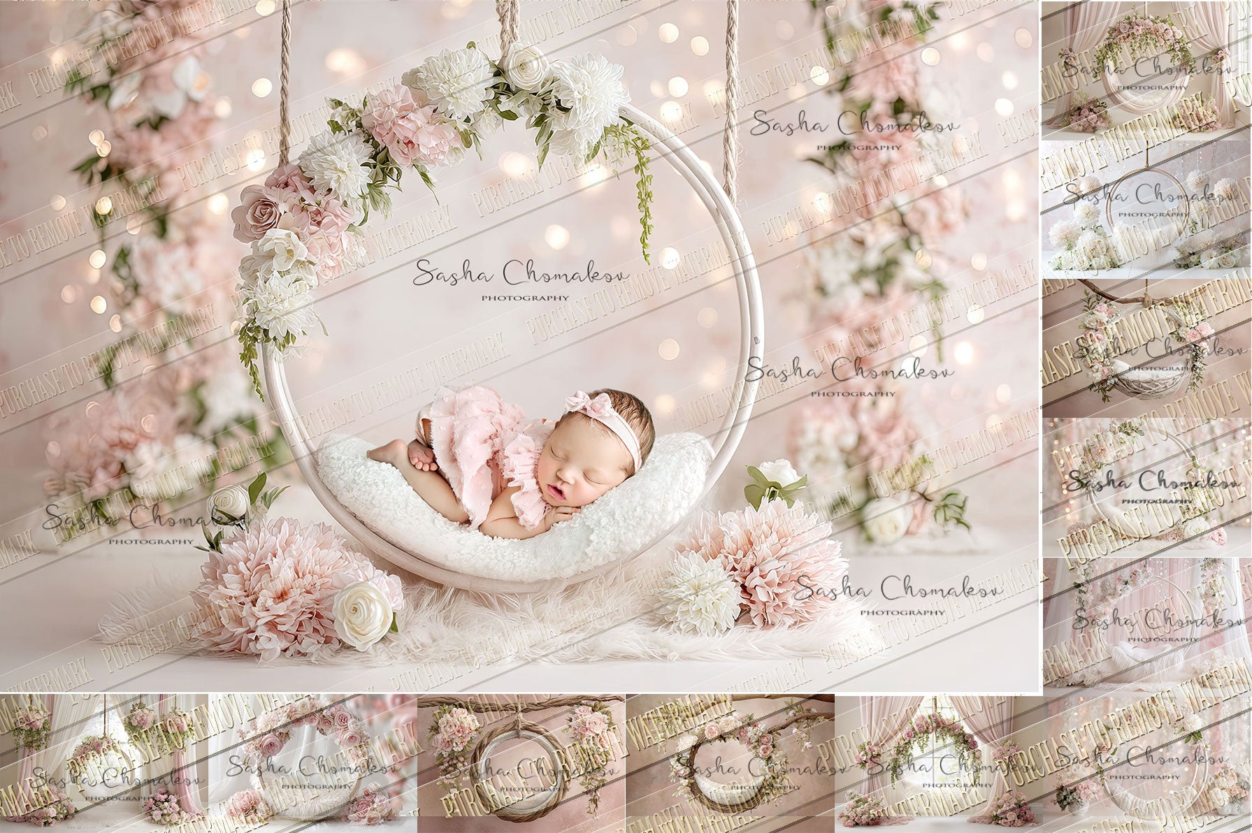 12 Digital backgrounds Ai generated pink swings
