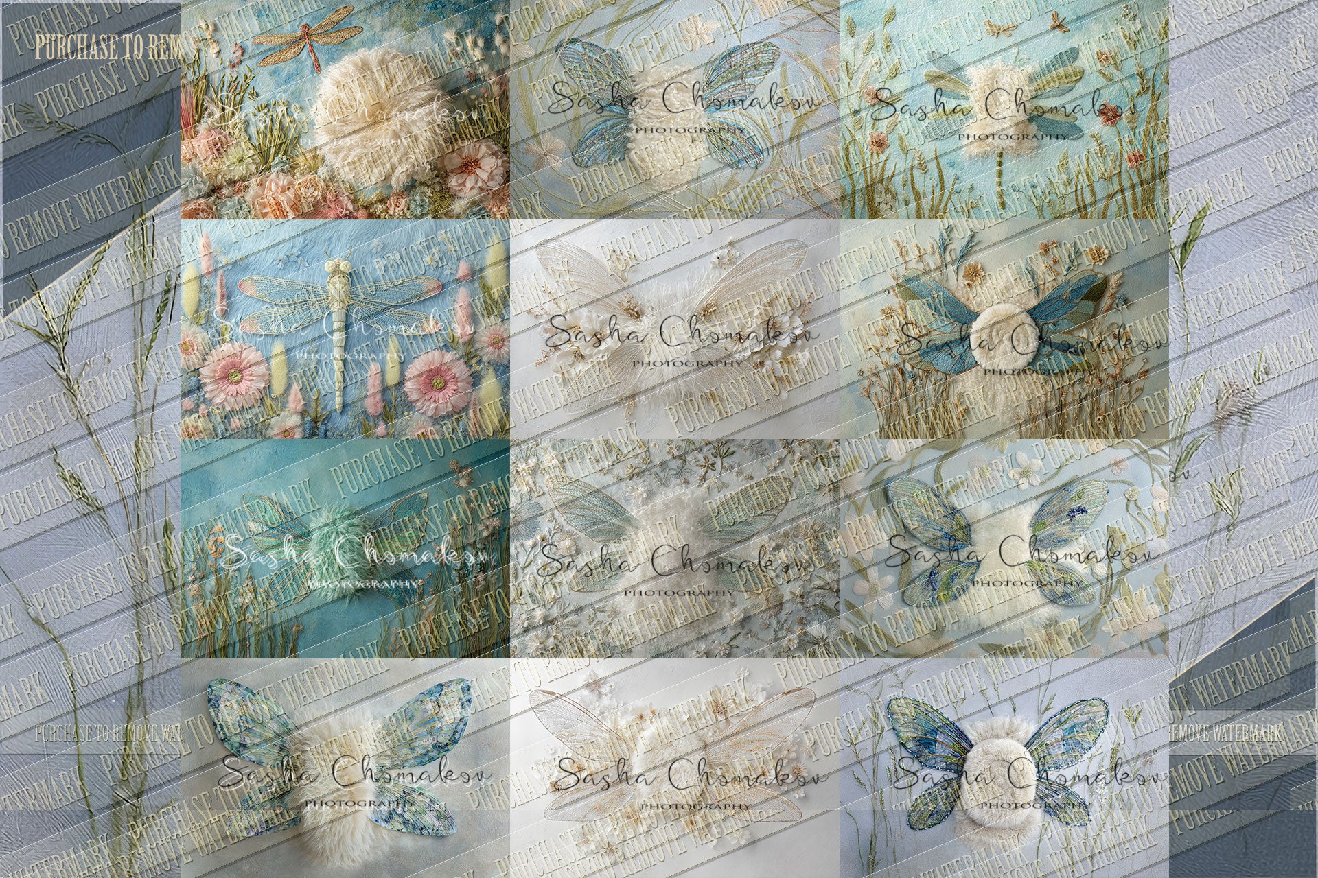 12 Digital backgrounds Ai generated dragonflies