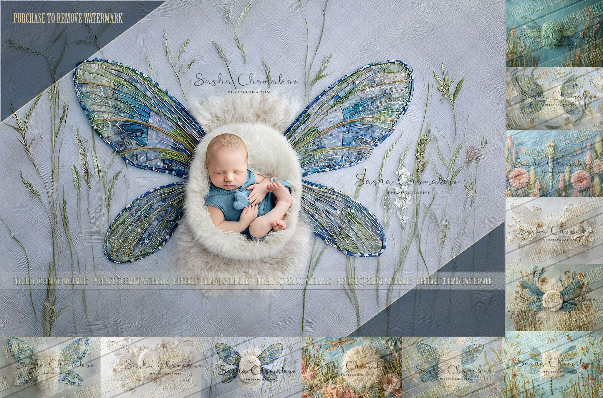 12 Digital backgrounds Ai generated dragonflies