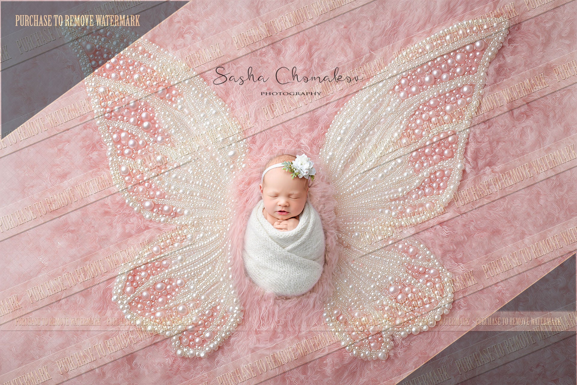 12 Digital backgrounds Ai generated pearls butterflies