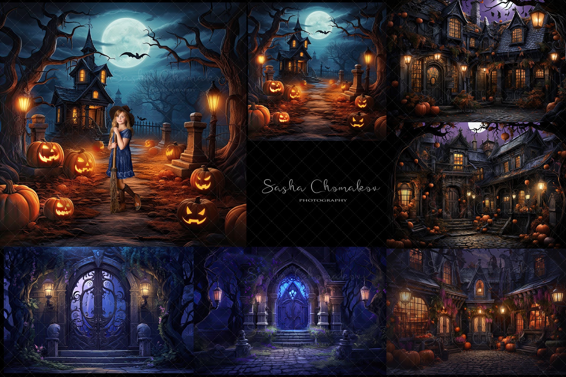 Digital backgrounds Ai generated painted , illustration Fall 23 dark witch