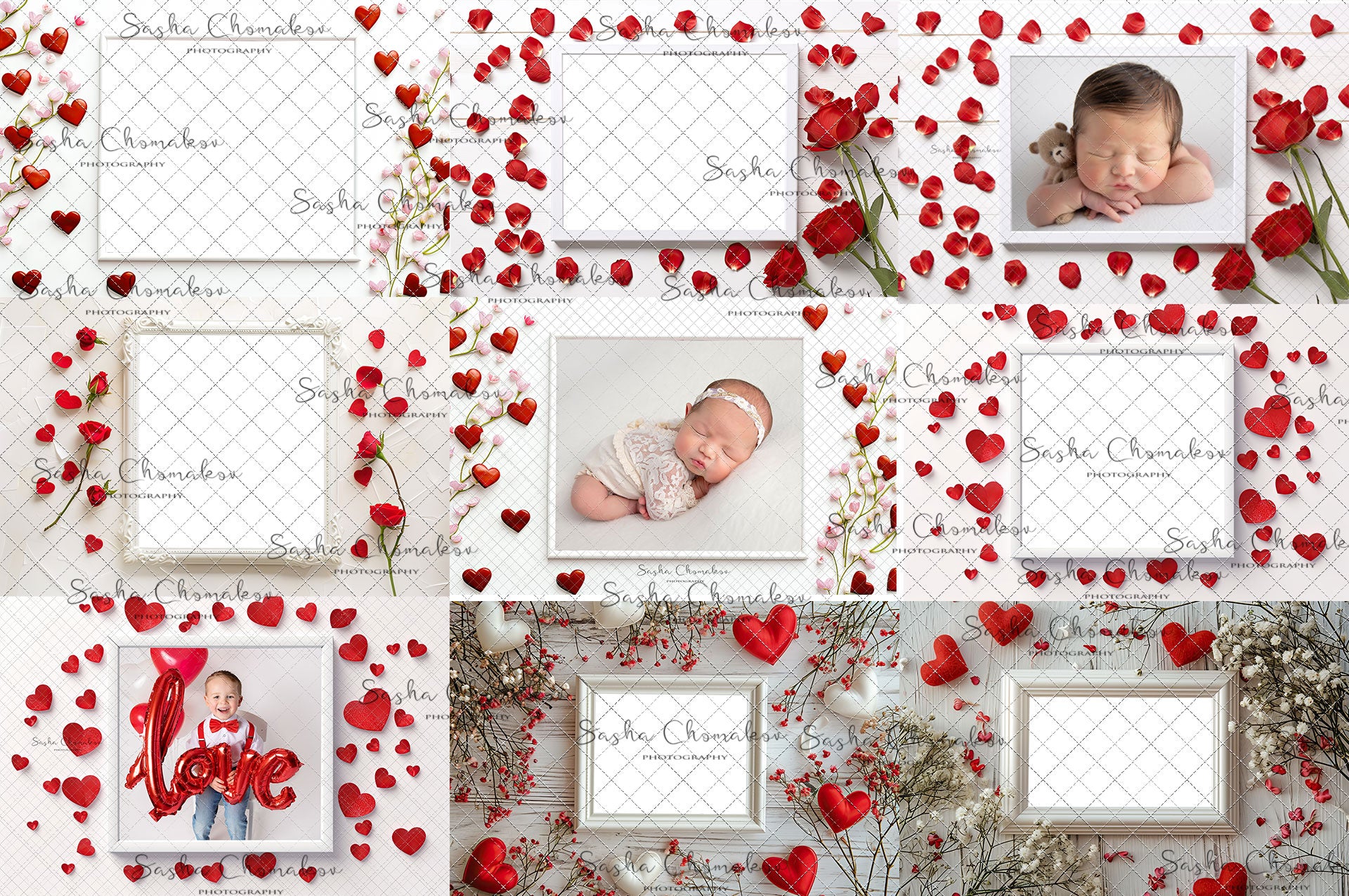 Digital backgrounds Ai generated V-day frames