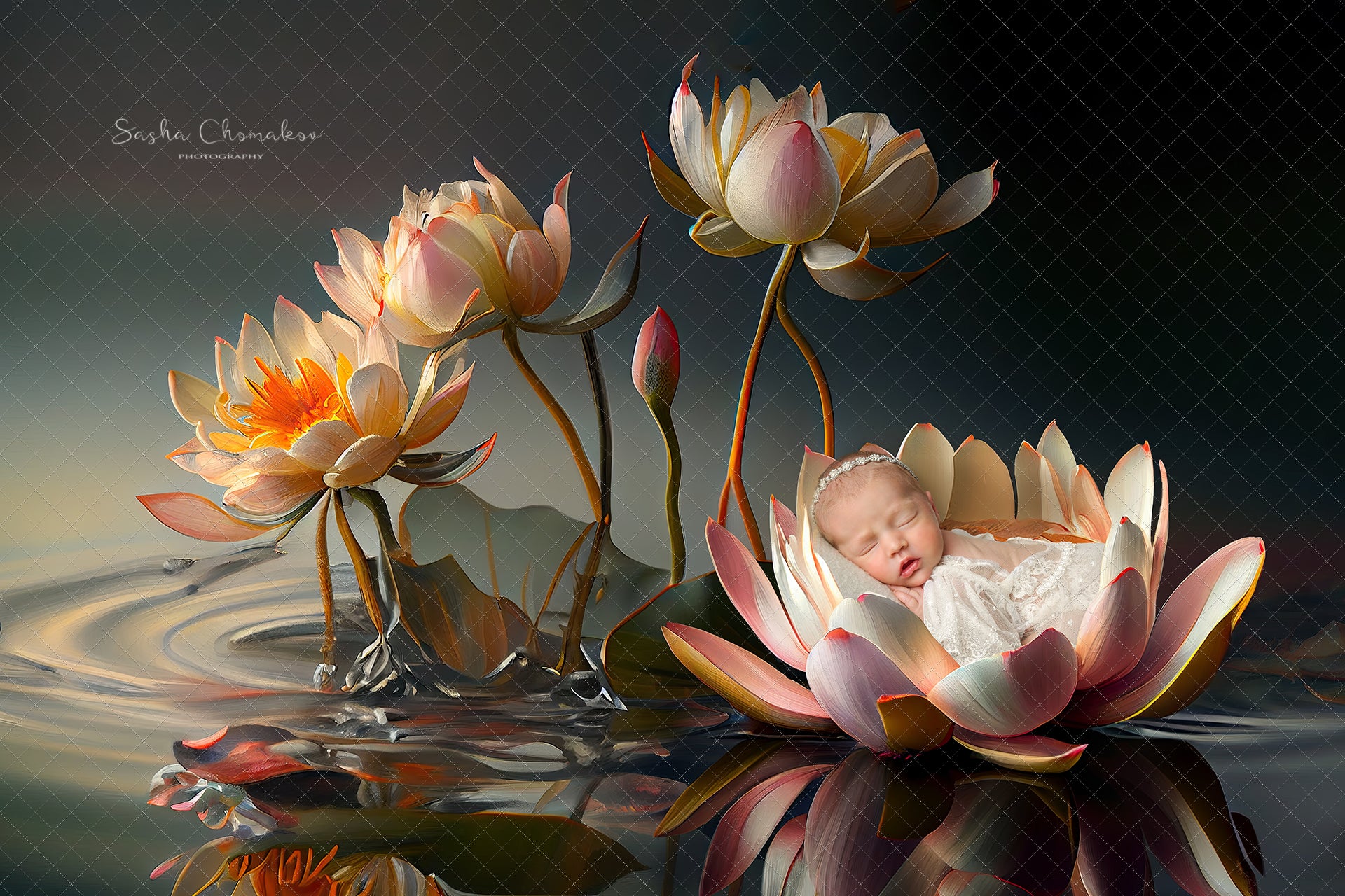 Digital Backdrop Ai generated and hand painting