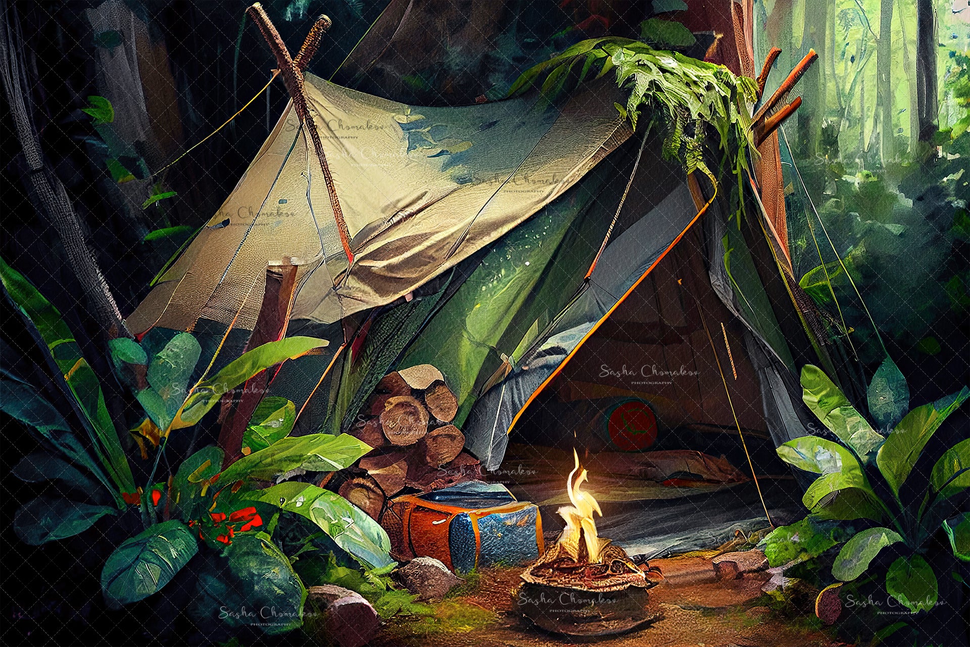 Digital Backdrop Ai generated and hand painting