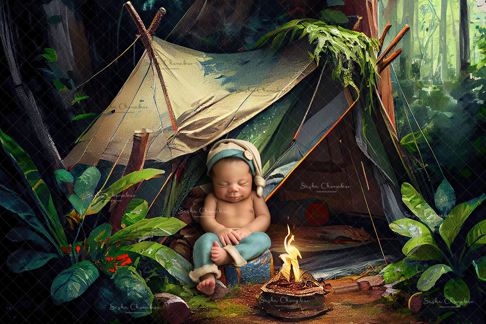 Digital Backdrop Ai generated and hand painting