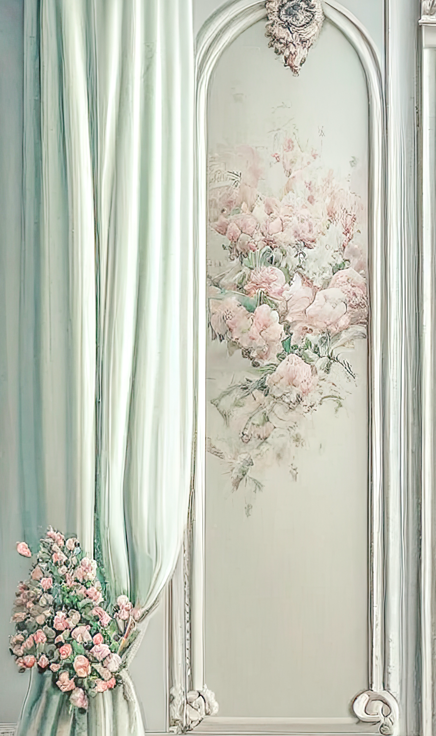 Digital Backdrops light green victorian rooms Ai generated