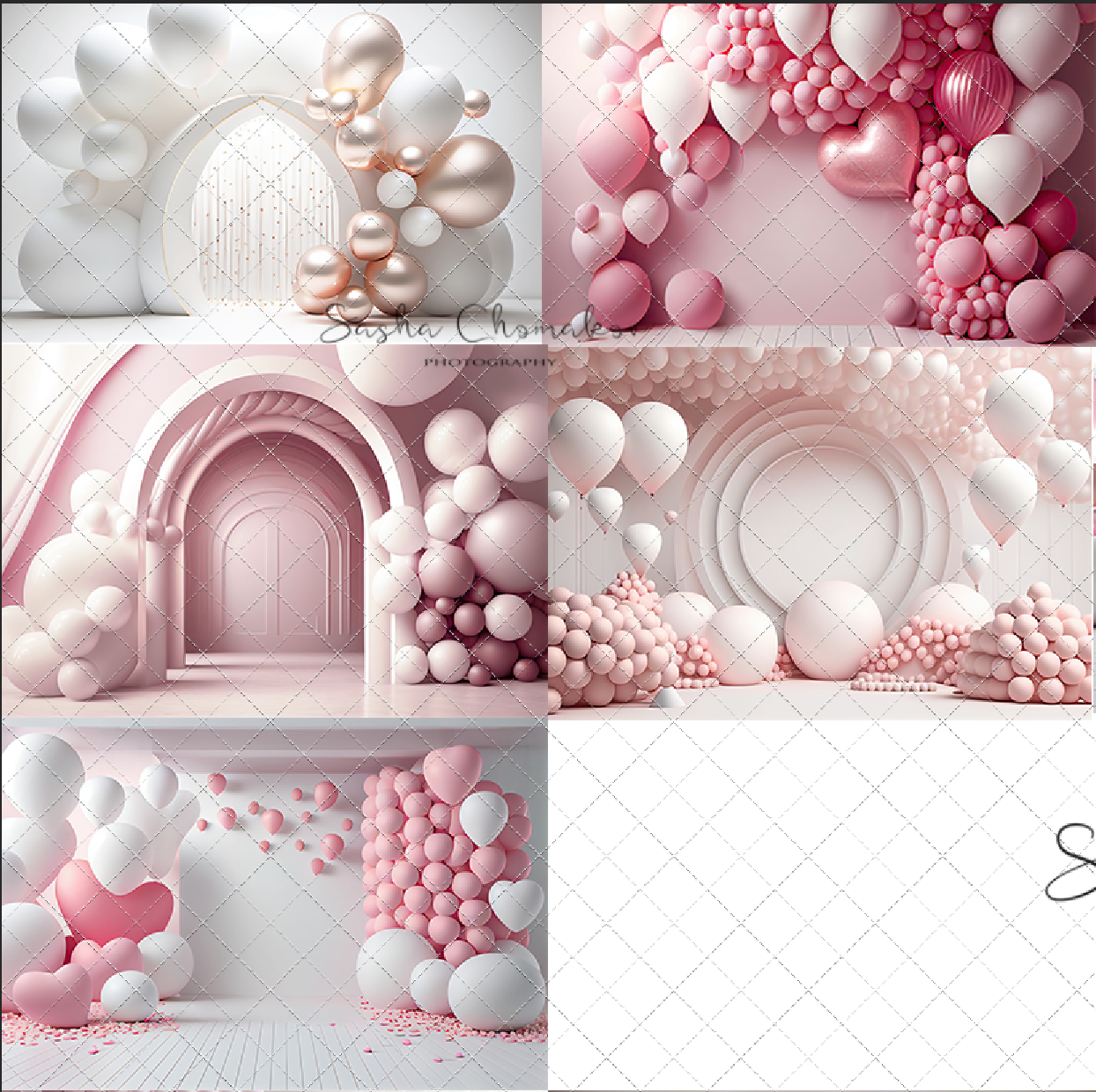 Backdrop pink balloons Ai generated
