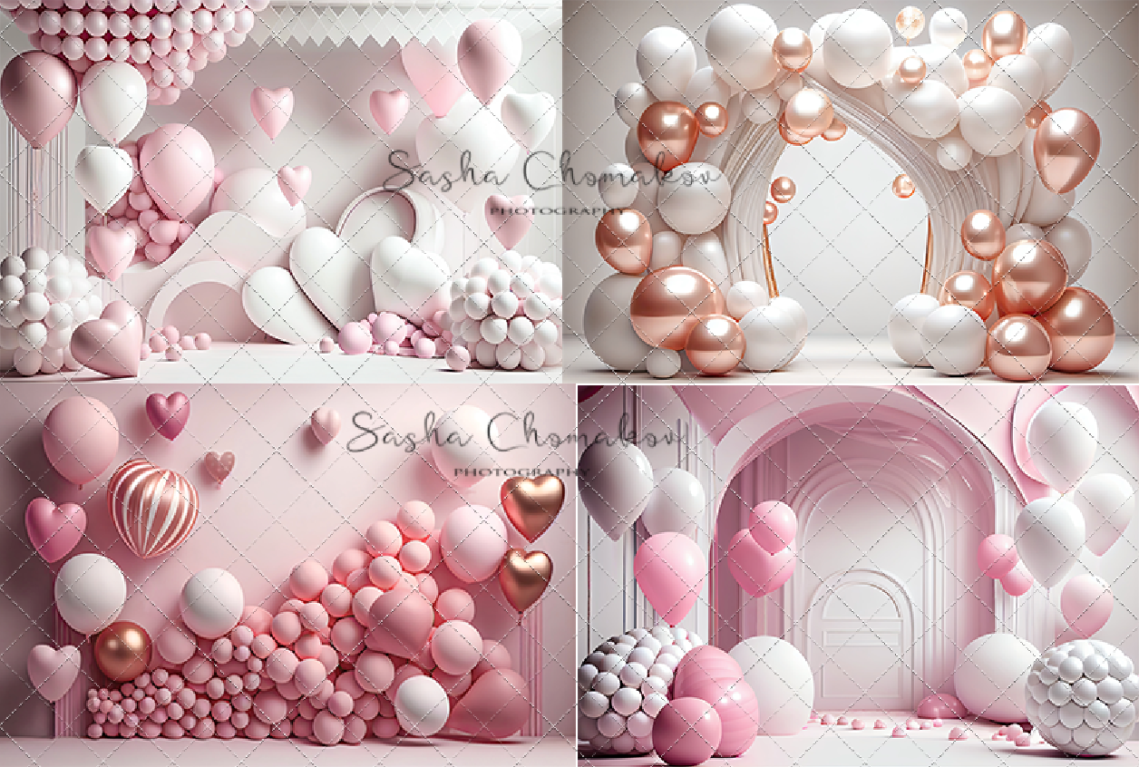Backdrop pink balloons Ai generated