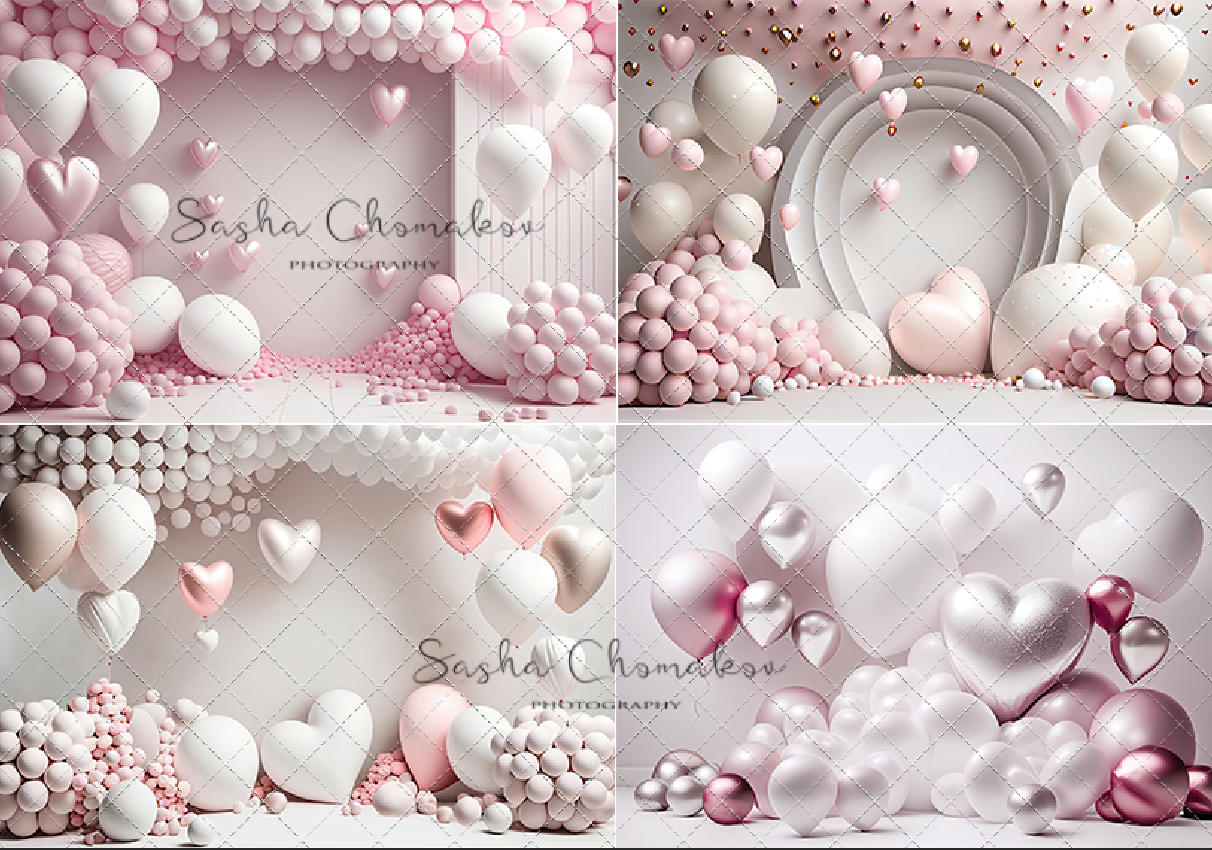 Backdrop pink balloons Ai generated