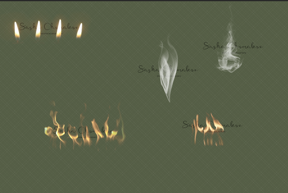 Animated accessory fire flame candle lights and steam animation