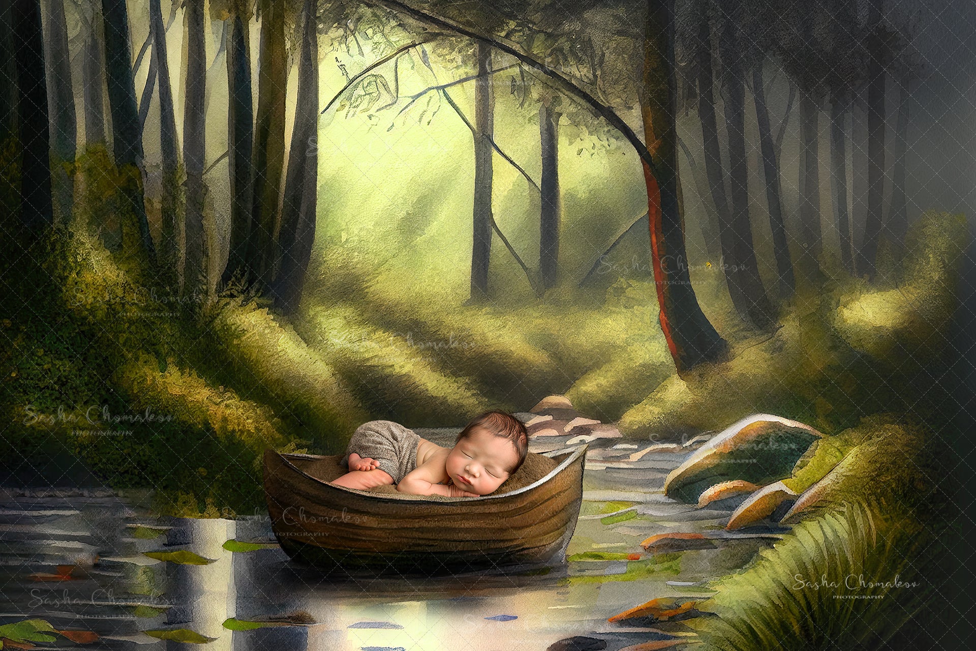 Digital Backdrop Ai generated and hand painting