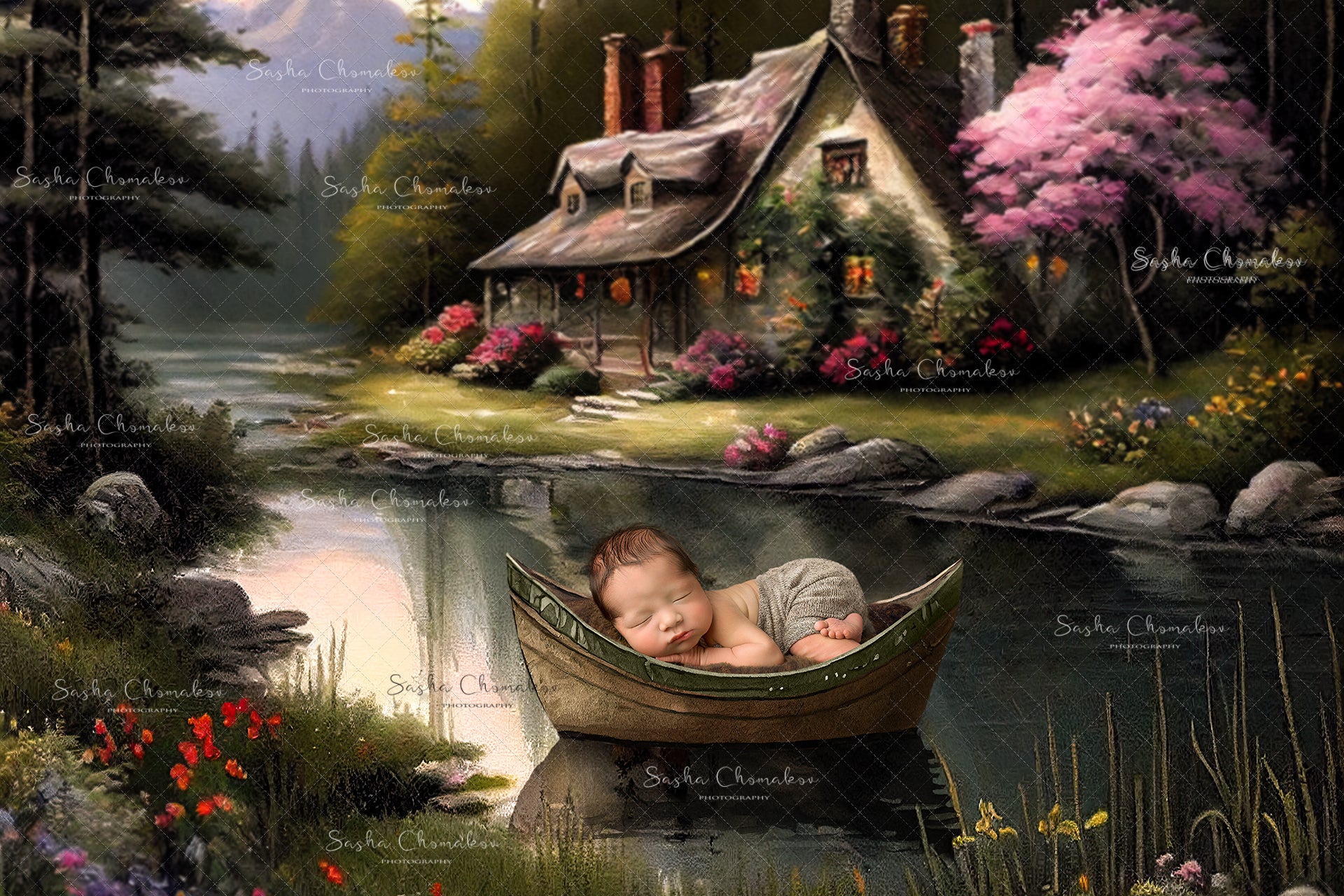 Digital Backdrop Ai generated and hand painting