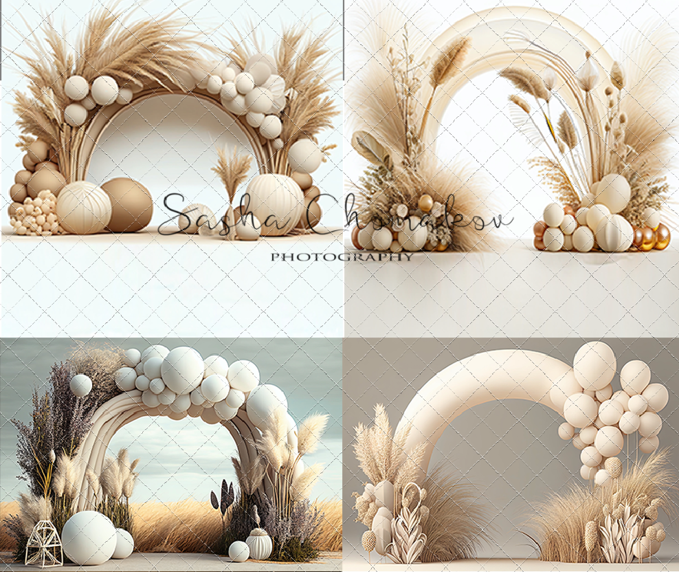 Backdrop light balloons boho set 4 Ai generated