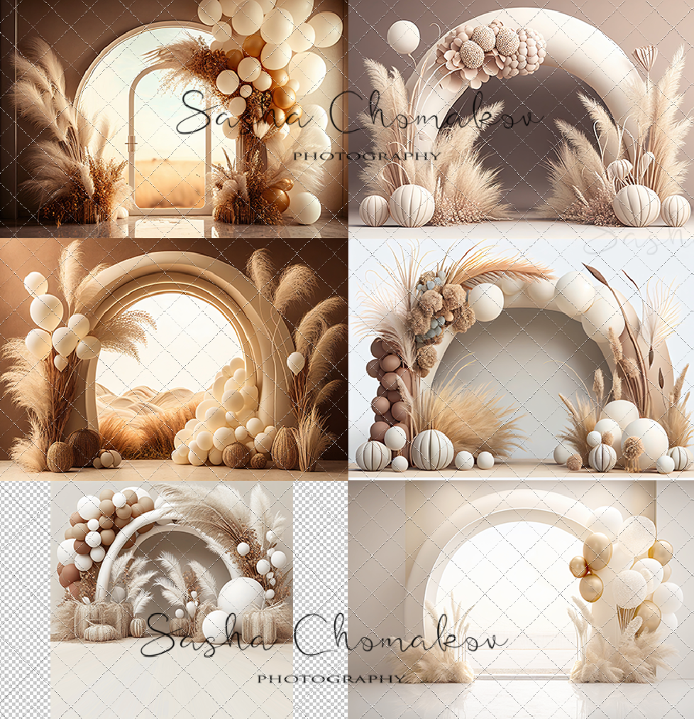Backdrop light balloons boho set 4 Ai generated