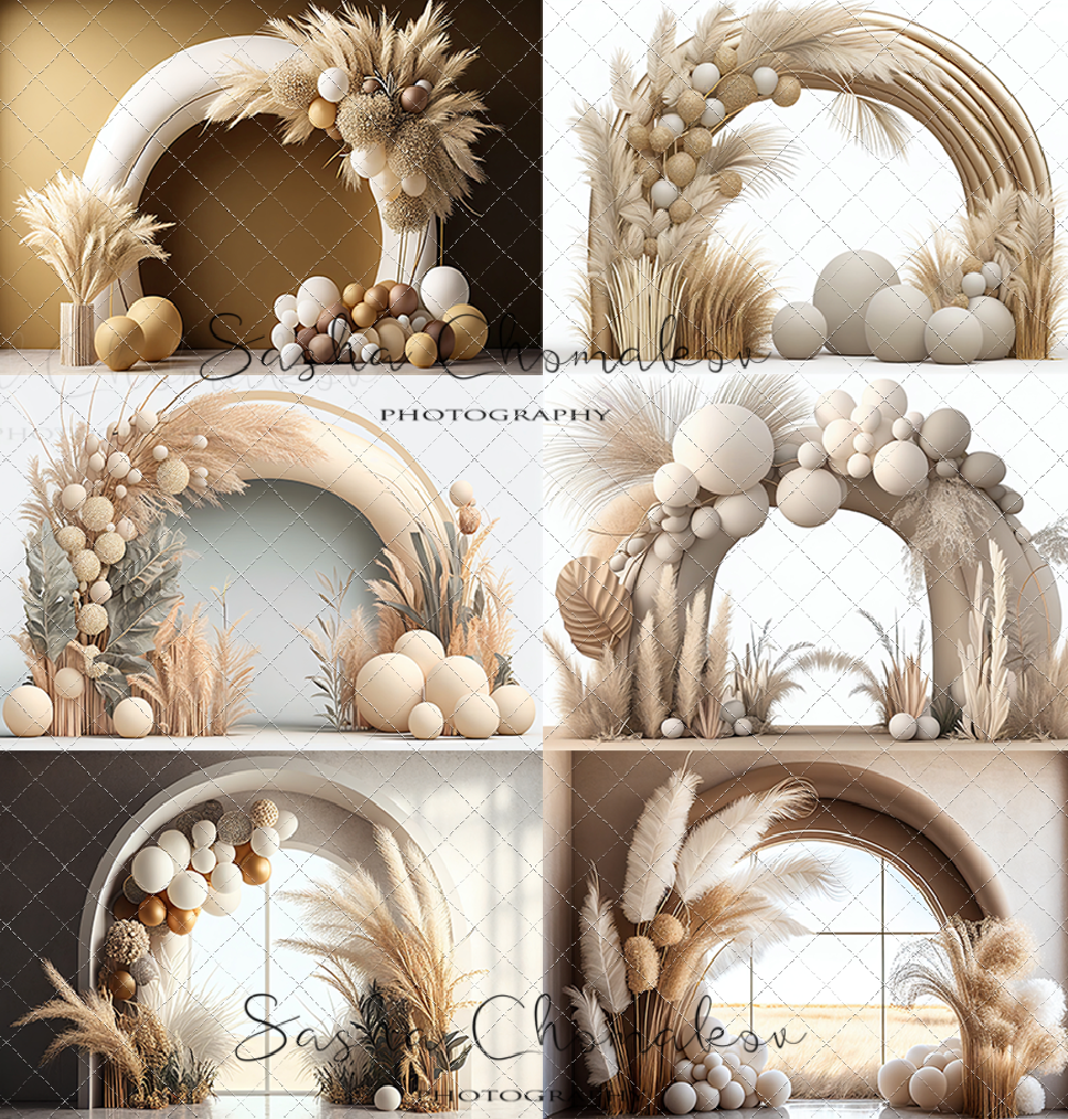 Backdrop light balloons boho set 4 Ai generated