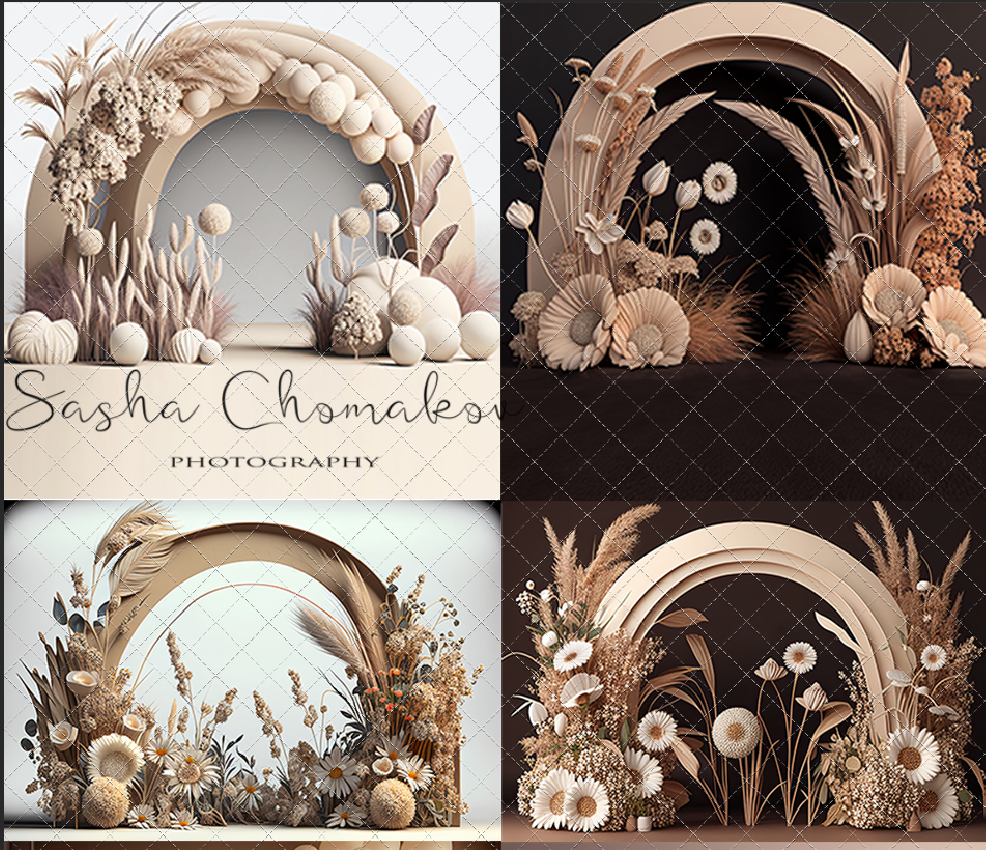 Backdrop light balloons boho set 4 Ai generated