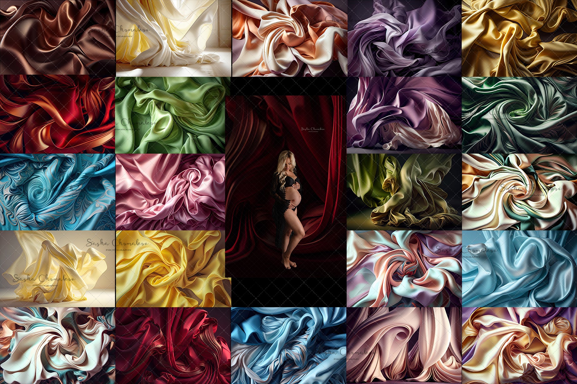 Digital Backdrops silk fabric colorful Ai generated