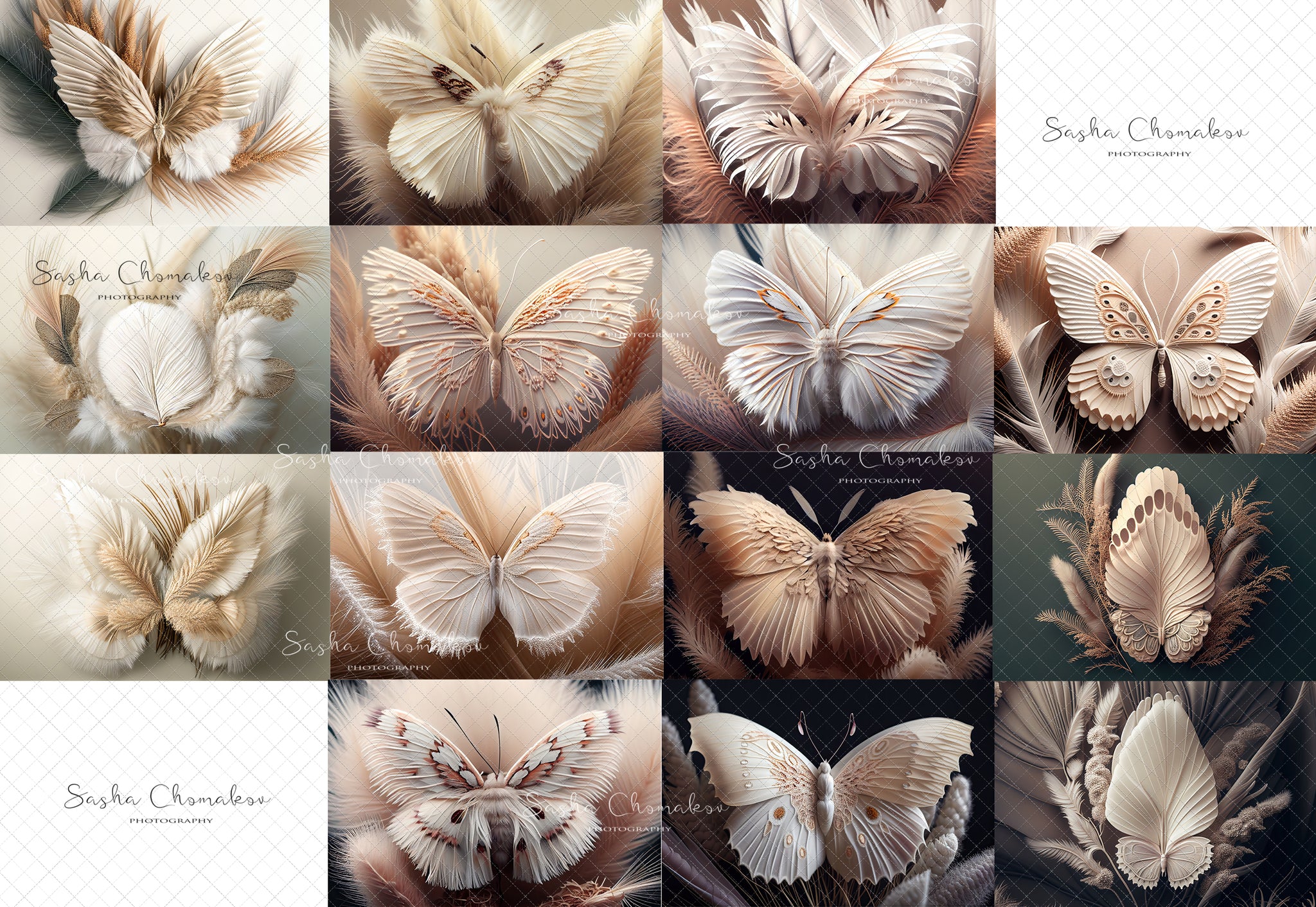 Backdrop butterflies grass boho butterflies Ai generated