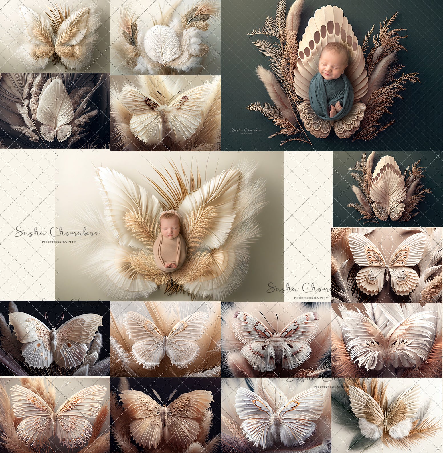 Backdrop butterflies grass boho butterflies Ai generated