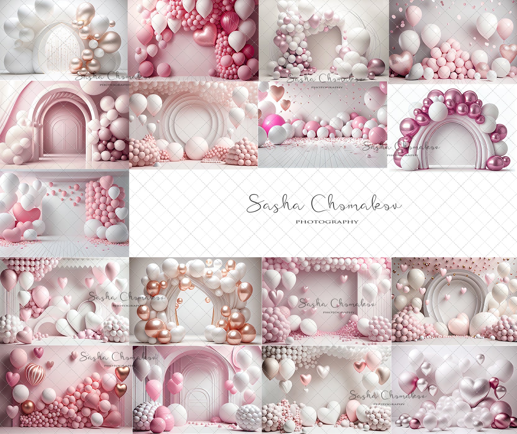 Backdrop pink balloons Ai generated