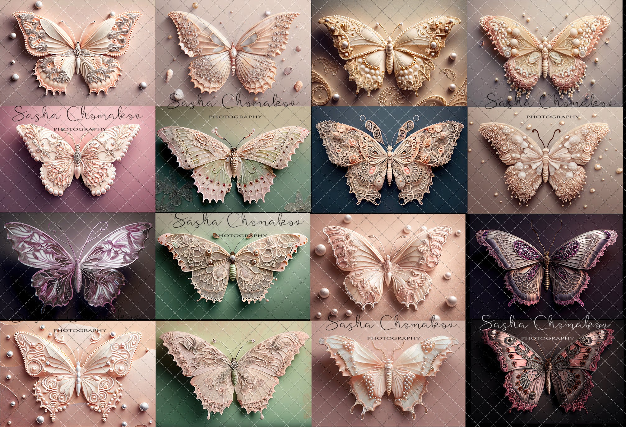 Backdrop butterflies pink Ai generated