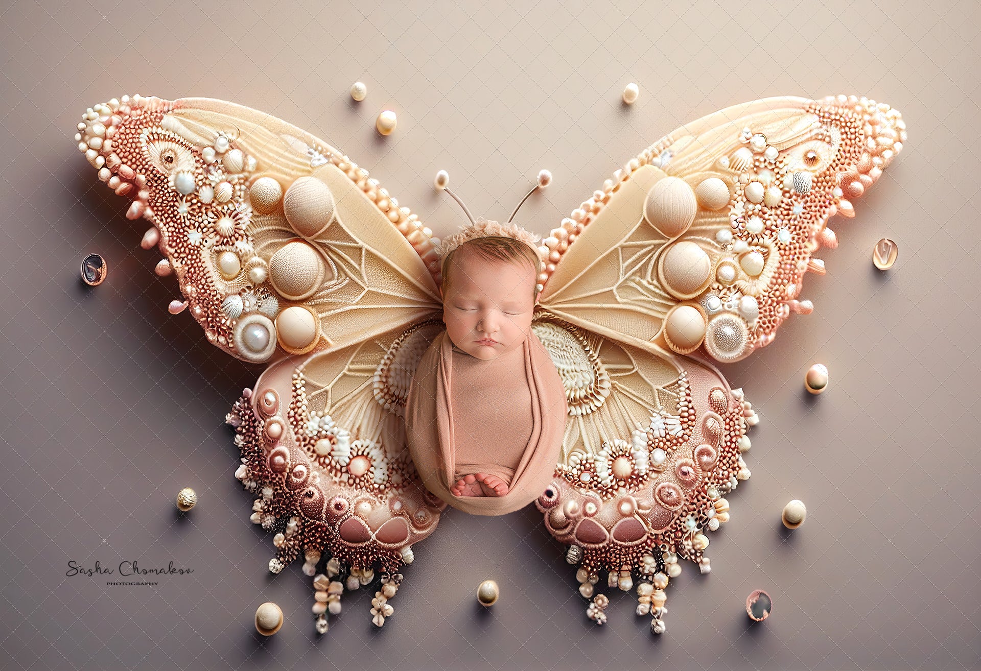 Backdrop butterflies pink Ai generated
