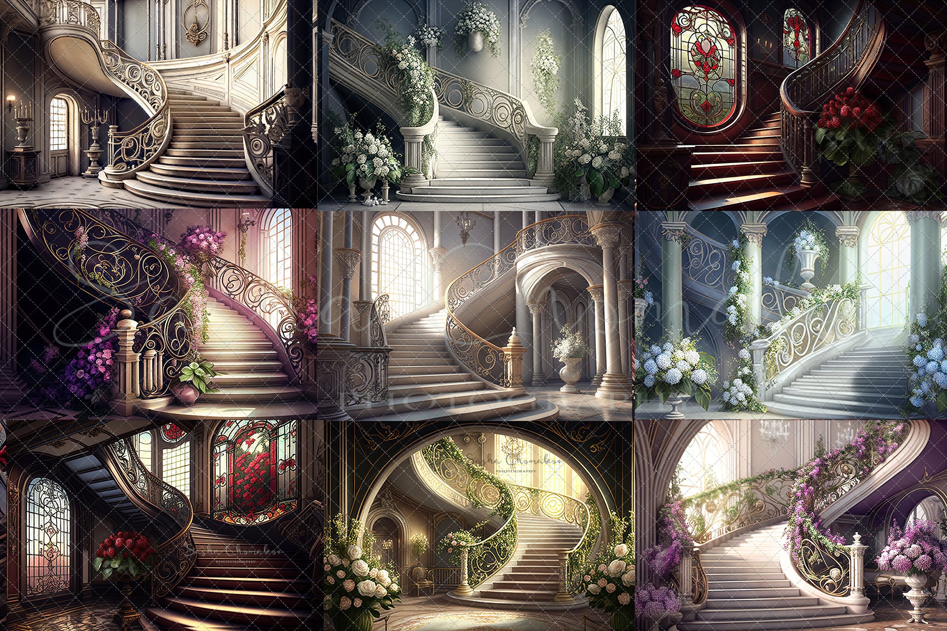 Digital Backdrops staircases Ai generated